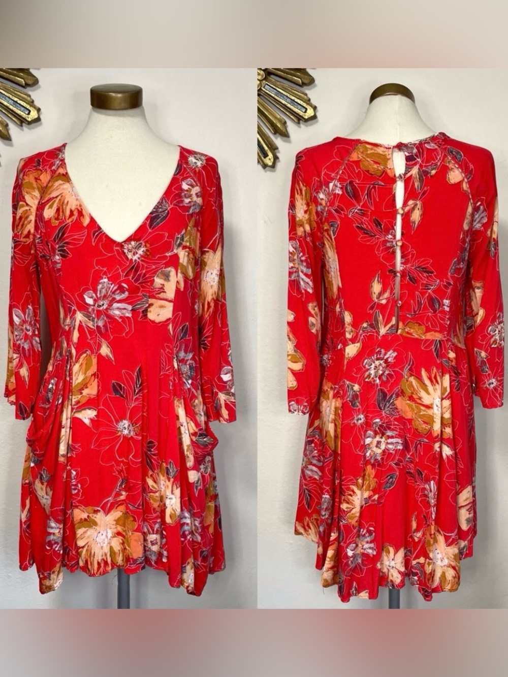 Free People Eyes On You Floral Print Trapeze Dress